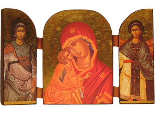 Anges et Vierge — triptyque